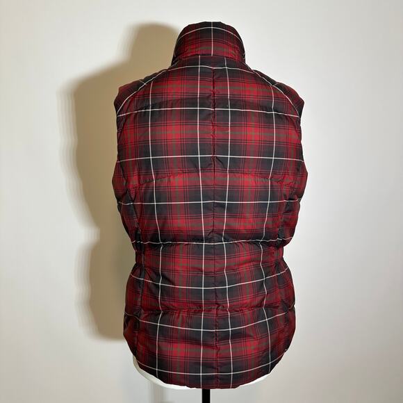 Eddie Bauer Red Tartan Plaid Premium Goose Down Puffer Vest Jacket Zip Womens XS - Picture 4 of 12